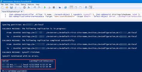 test replication between domain controllers.